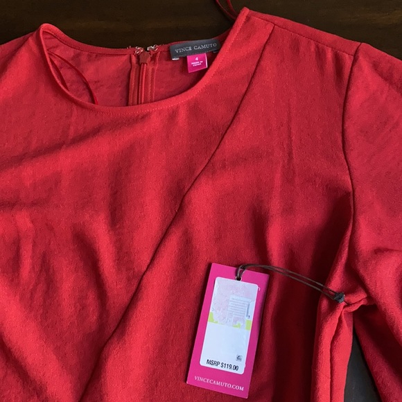 Vince Camuto Flutter Sleeve Rumple Side Tie Dress. - Picture 13 of 14